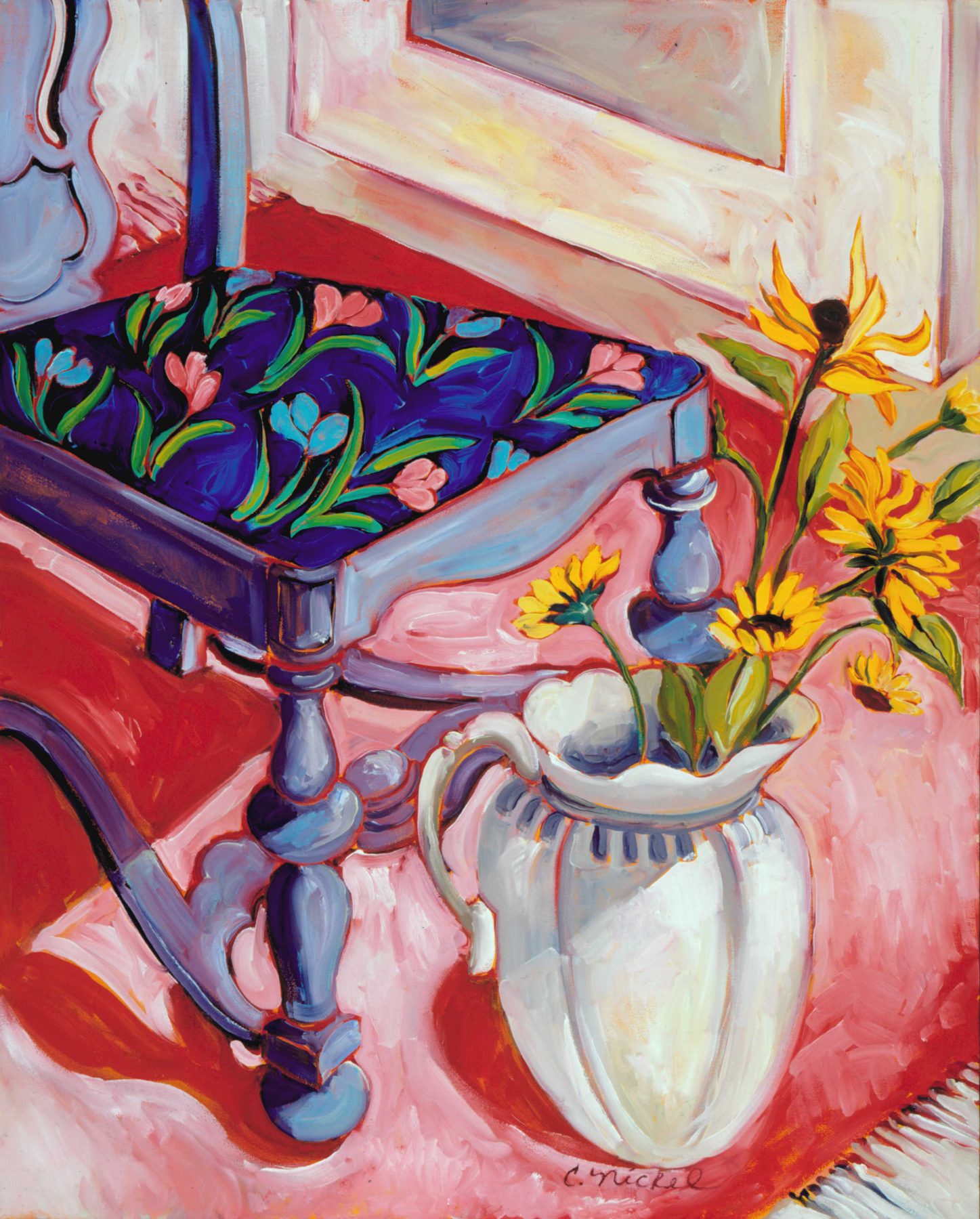 Blue Chair with Sunflowers #1